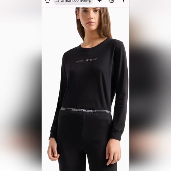 Emporio Armani black pajamas top, nwt(top only) - Picture 2 of 8
